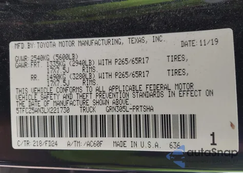 2020 Toyota Tacoma Trd Sport из США, поврежденный, VIN 5TFCZ5AN3LX221730